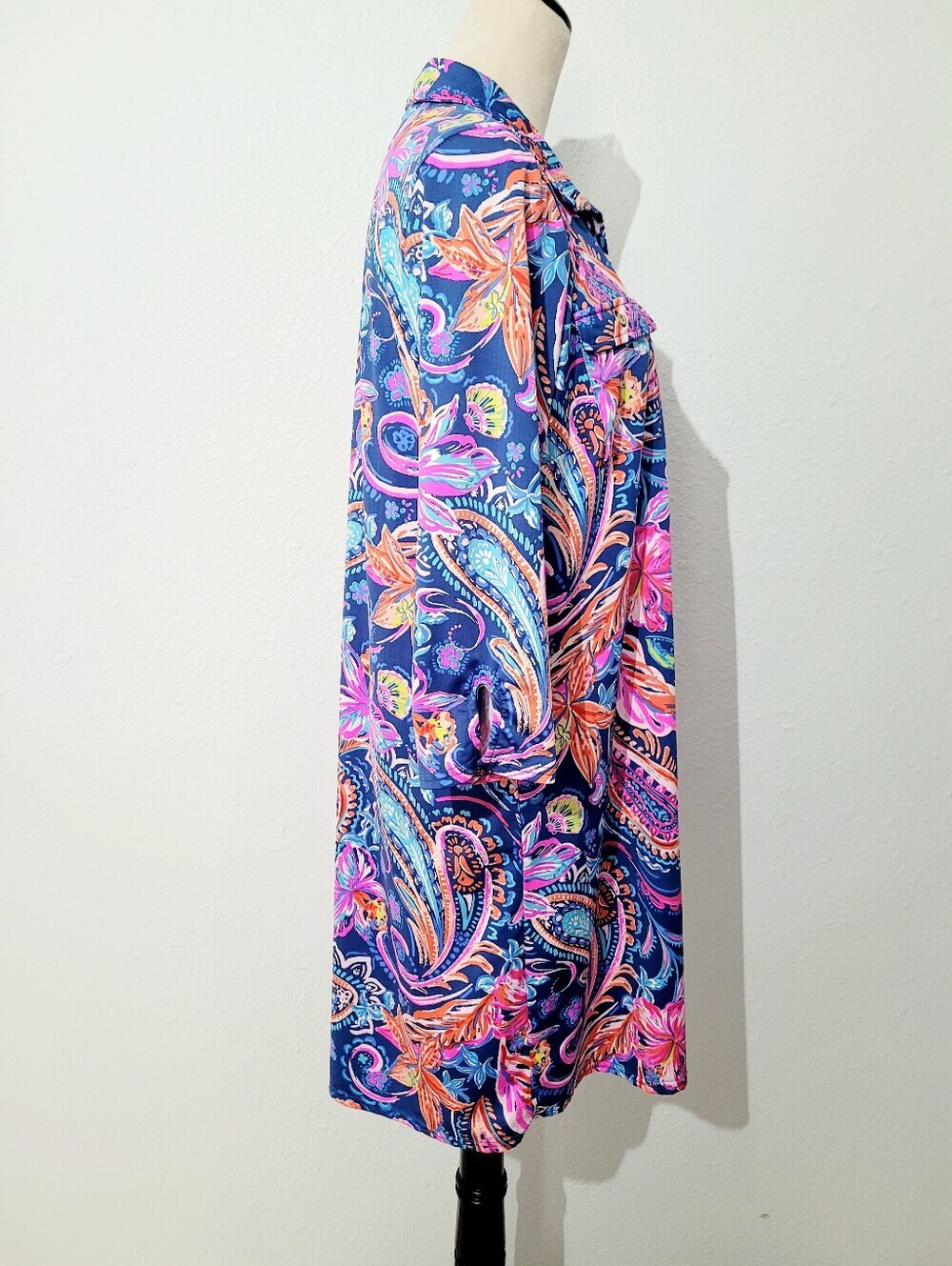 Stella Parker Liquid Knit SPF Dress Large Coastal Grandma Paisley Travel Tunic - Picture 4 of 13